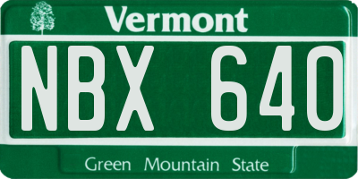 VT license plate NBX640