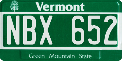 VT license plate NBX652