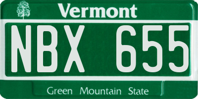 VT license plate NBX655