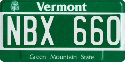 VT license plate NBX660