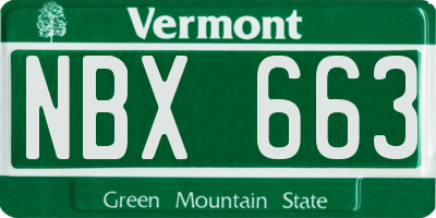 VT license plate NBX663