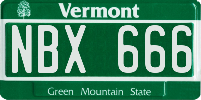 VT license plate NBX666