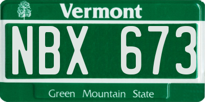 VT license plate NBX673