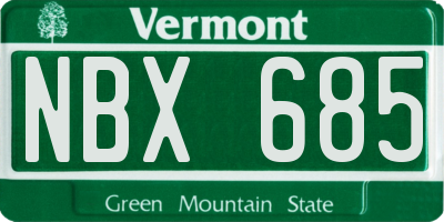 VT license plate NBX685