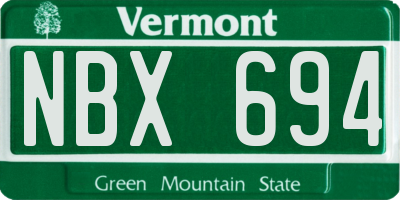 VT license plate NBX694