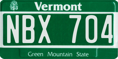 VT license plate NBX704