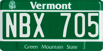 VT license plate NBX705
