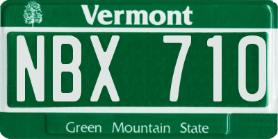 VT license plate NBX710