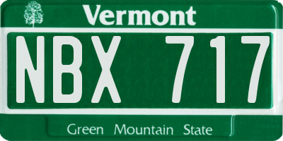 VT license plate NBX717
