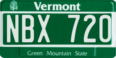 VT license plate NBX720