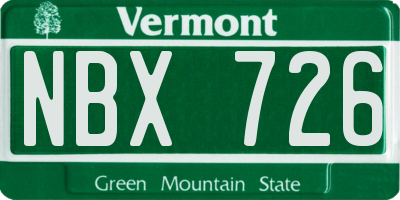 VT license plate NBX726