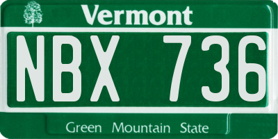 VT license plate NBX736