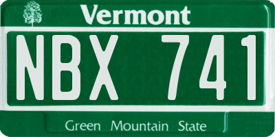 VT license plate NBX741