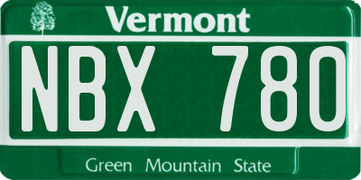 VT license plate NBX780