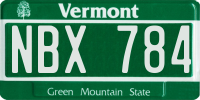 VT license plate NBX784
