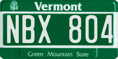 VT license plate NBX804