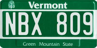 VT license plate NBX809