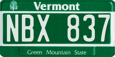 VT license plate NBX837