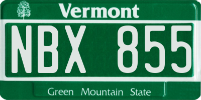 VT license plate NBX855