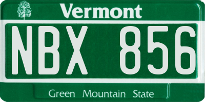 VT license plate NBX856