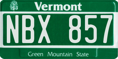 VT license plate NBX857