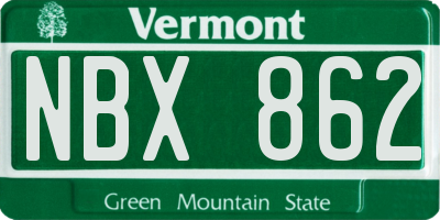 VT license plate NBX862