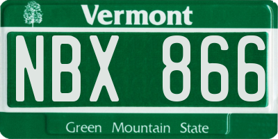 VT license plate NBX866