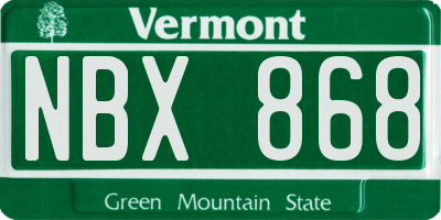 VT license plate NBX868