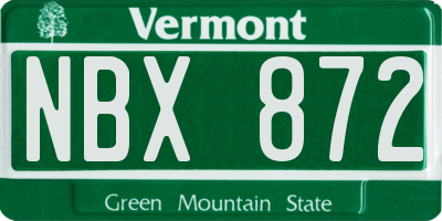VT license plate NBX872