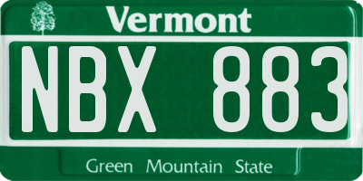 VT license plate NBX883