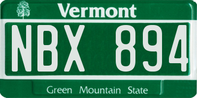 VT license plate NBX894