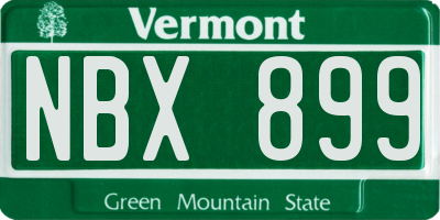 VT license plate NBX899