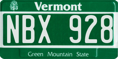 VT license plate NBX928