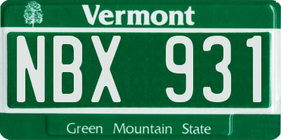 VT license plate NBX931