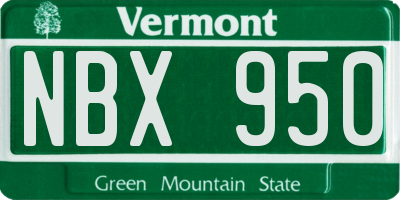 VT license plate NBX950