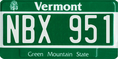 VT license plate NBX951