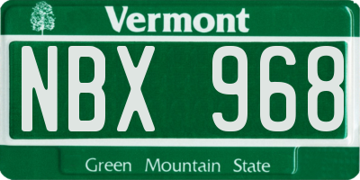 VT license plate NBX968