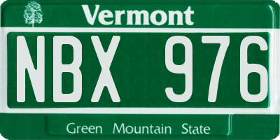 VT license plate NBX976