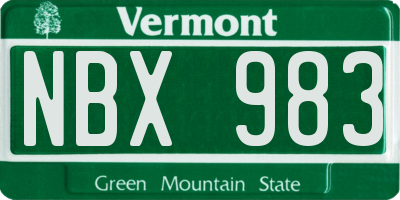 VT license plate NBX983