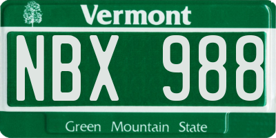 VT license plate NBX988