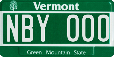 VT license plate NBY000
