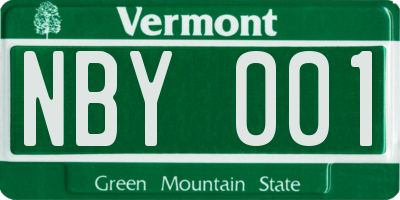 VT license plate NBY001