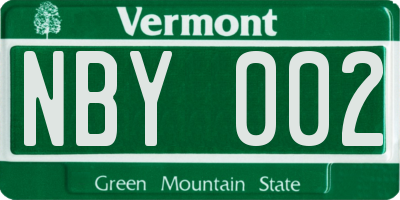 VT license plate NBY002