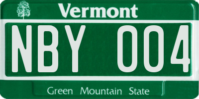 VT license plate NBY004