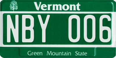 VT license plate NBY006