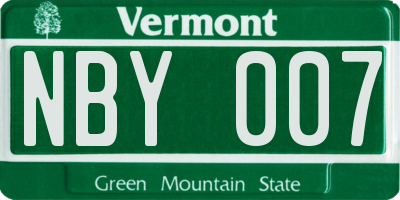VT license plate NBY007
