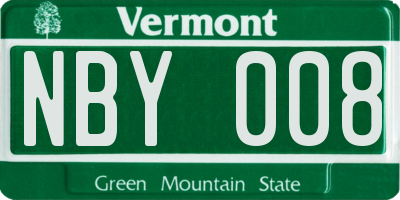VT license plate NBY008