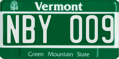 VT license plate NBY009