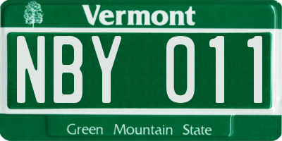 VT license plate NBY011