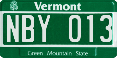 VT license plate NBY013